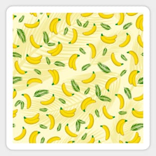 Bananas and tropical leaves pattern Magnet